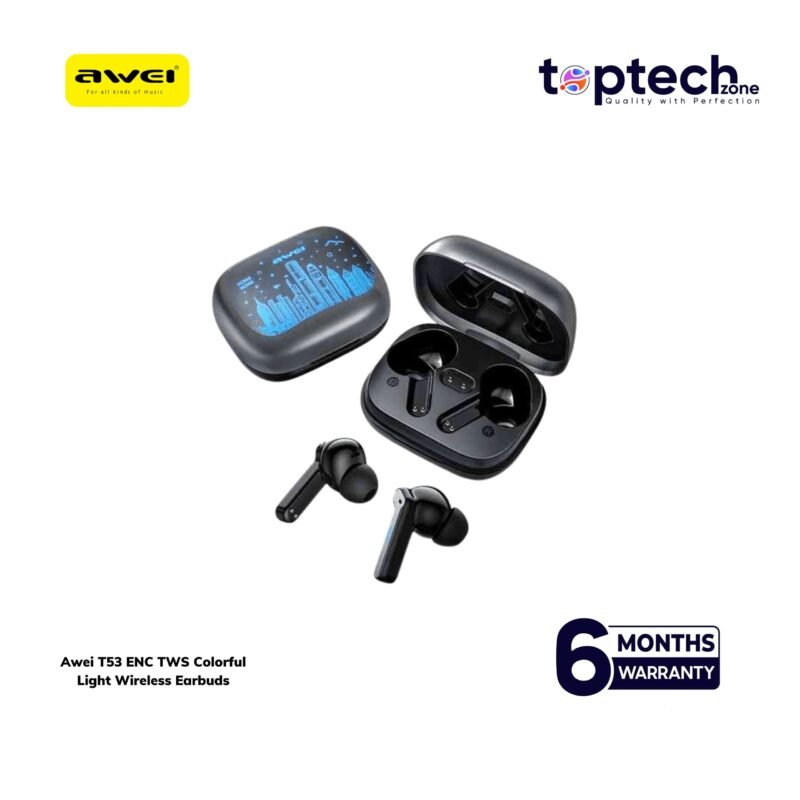 Alternative view of Awei T53 ENC TWS Colorful Light Wireless Earbuds