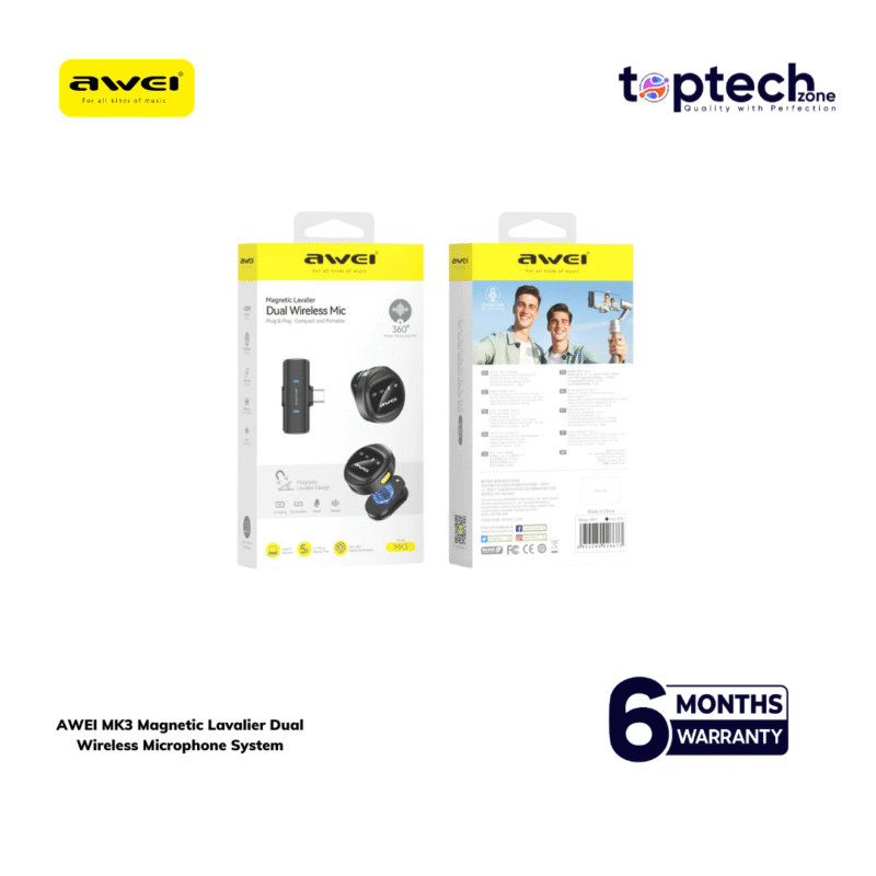 Alternative view of AWEI MK3 Magnetic Lavalier Dual Wireless Microphone System