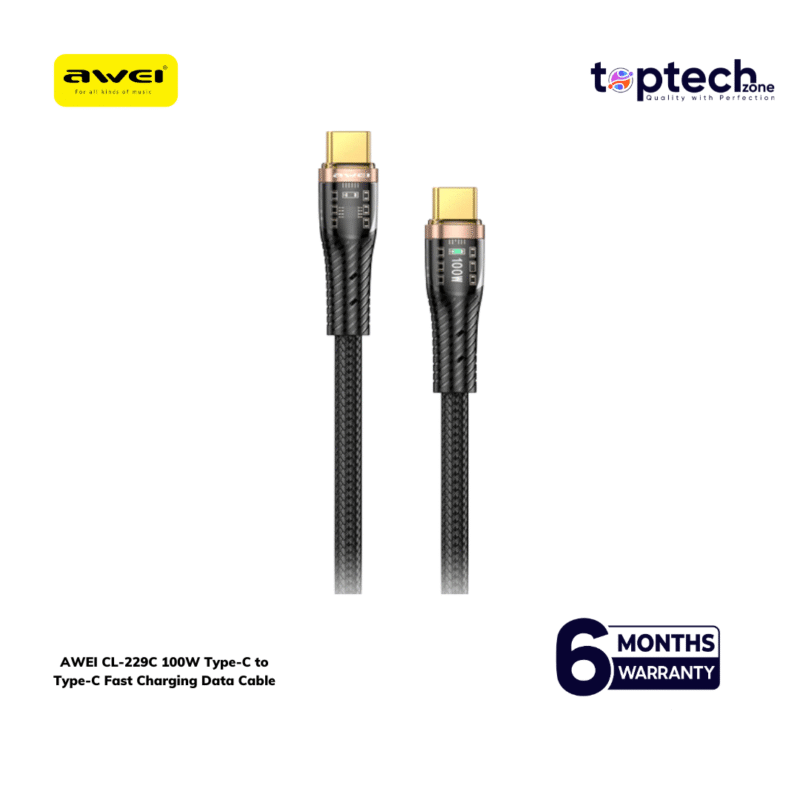 AWEI CL-229C 100W Type-C to Type-C Fast Charging Data Cable