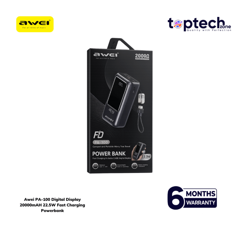 Awei PA-100 Digital Display 20000mAH 22.5W Fast Charging Powerbank - Image 2