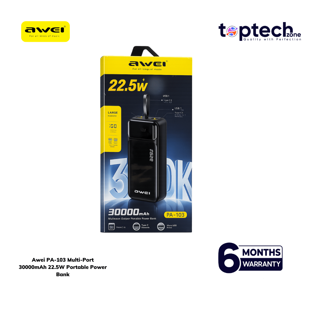 Awei PA-103 Multi‑Port 30000mAh 22.5W Portable Power Bank - Image 3