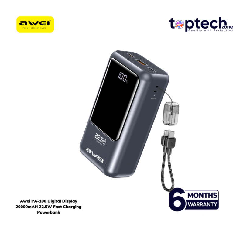 Awei PA-100 Digital Display 20000mAH 22.5W Fast Charging Powerbank - Image 3