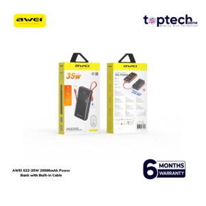 AWEI S22-35W 20000mAh Power Bank with Built-in Cable - Image 3