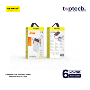 AWEI S22-35W 20000mAh Power Bank with Built-in Cable - Image 4