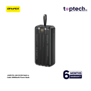 Alternative view of AWEI PA-104 22.5W Built-in Cable 30000mAh Power Bank