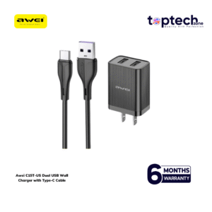 Awei C15T-EU Dual USB Wall Charger with Type-C Cable
