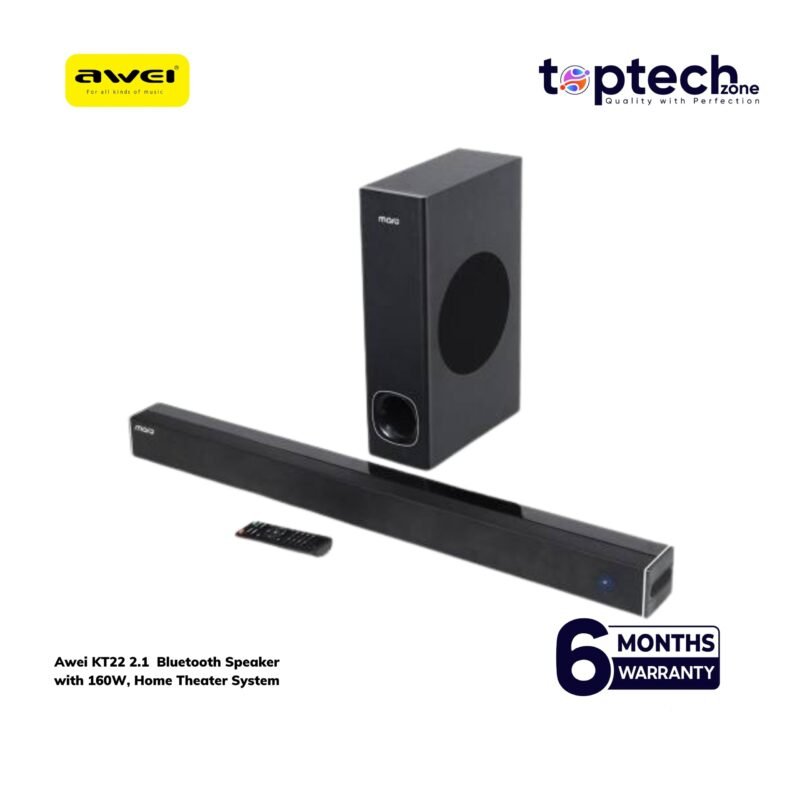 Awei KT22 2.1 Channel Black Bluetooth Speaker with 160W, Home Theater System - Image 2