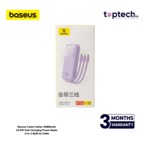 Baseus Comet Series 10000mAh 22.5W Fast Charging Power Bank: 3-in-1 Built-in Cable