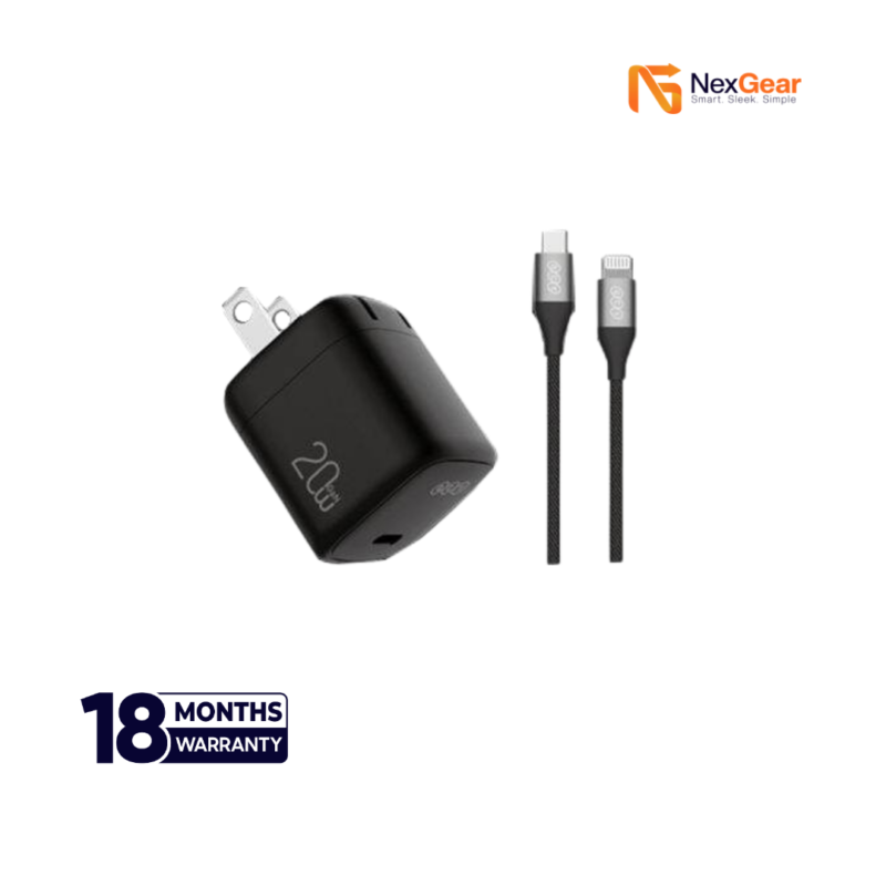 QCY 20W Charger with Cable Set Type-C to Lightning  (CK03-MG)