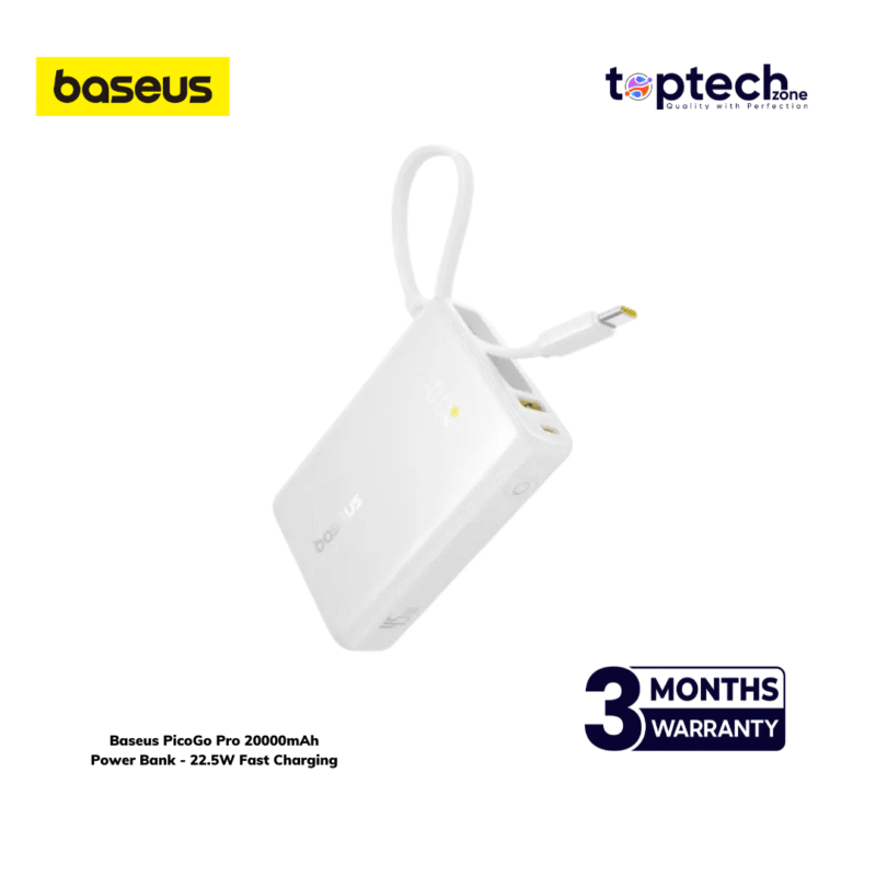 Alternative view of Baseus PicoGo Pro 20000mAh Power Bank - 22.5W Fast Charging with Built-in USB-C Cable & Digital Display