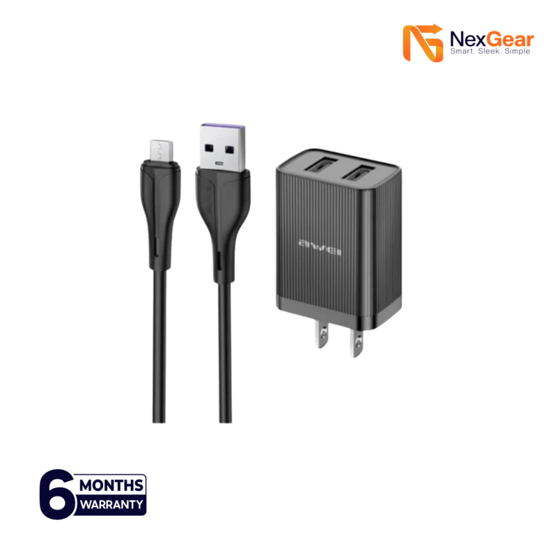 Awei C15M-EU Dual USB Wall Charger with Micro-USB Cable