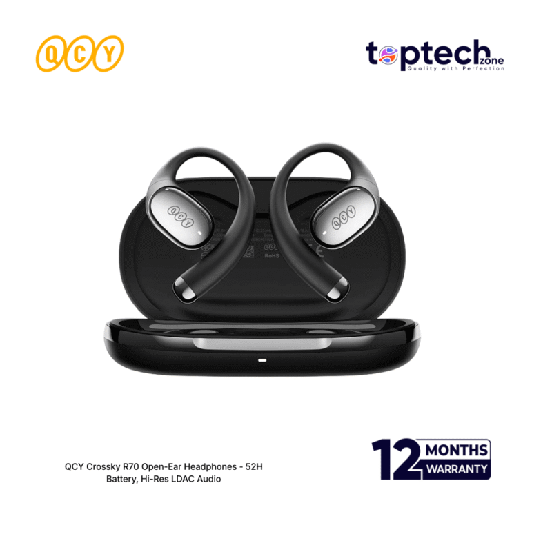 QCY Crossky R70 Open-Ear Headphones - 52H Battery, Hi-Res LDAC Audio