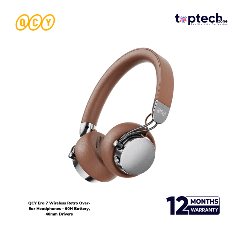QCY Era 7 Wireless Retro Over-Ear Headphones - 60H Battery, 40mm Drivers - Image 3
