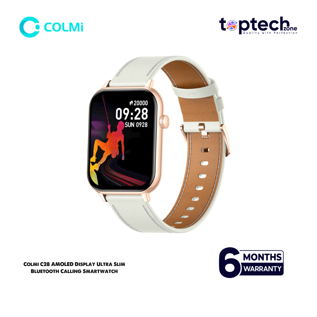 Colmi C28 AMOLED Display Ultra Slim Smartwatch With Leather Strap - Image 2